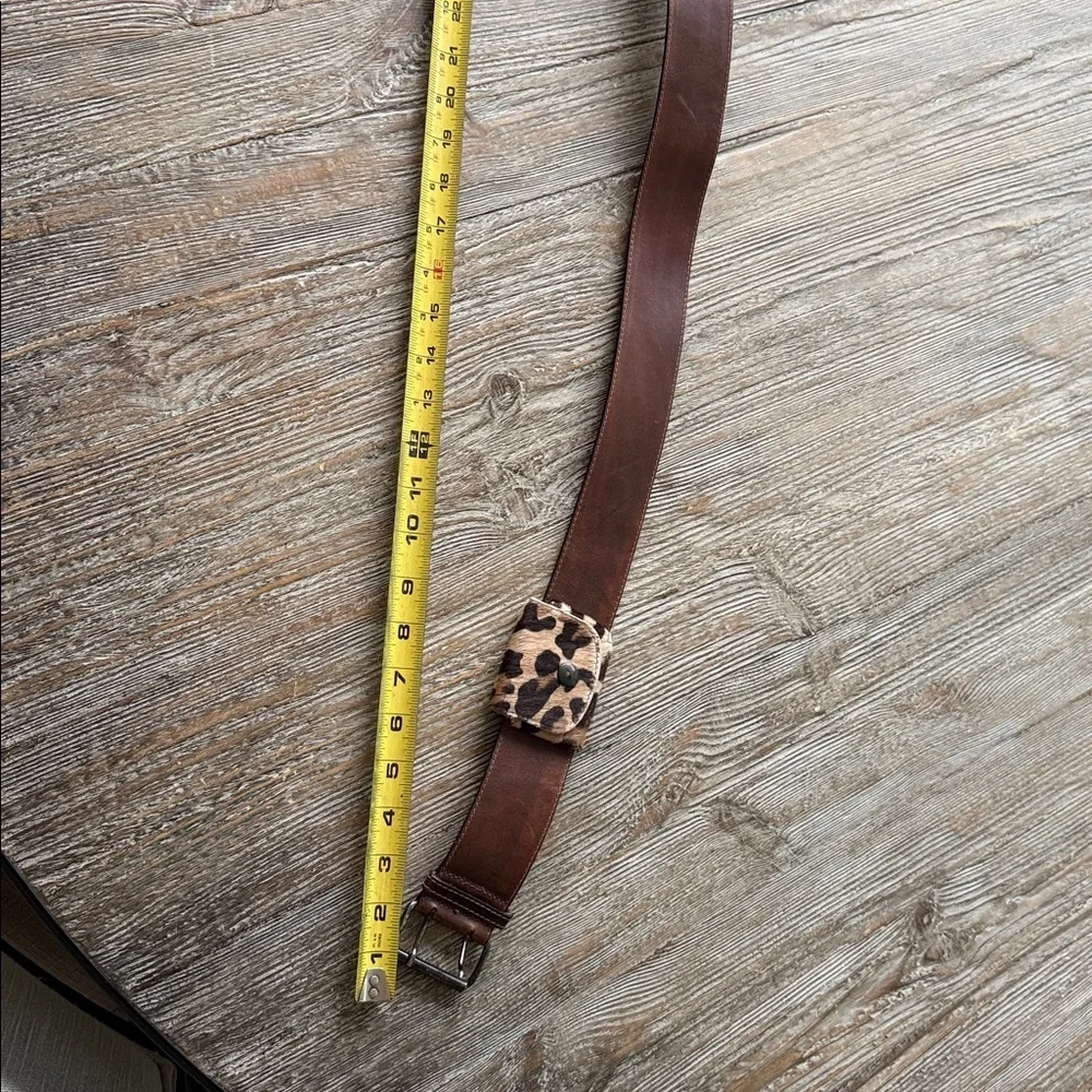 Matisse Italy Leopard Fur Leather Belt with Animal Print and Pouch